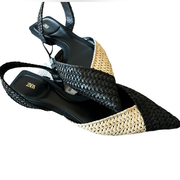 Zara Shoes - Zara Limited Edition Woven Raffia Sling back Flats - Women's Size 39 or US 8